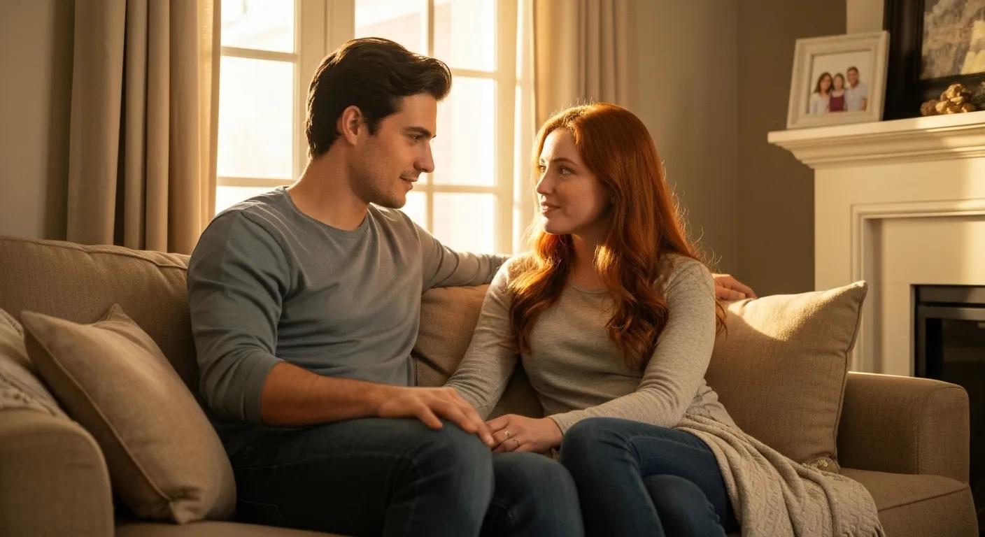 Young couple discussing homeownership in a cozy living room, symbolizing family support in securing a home